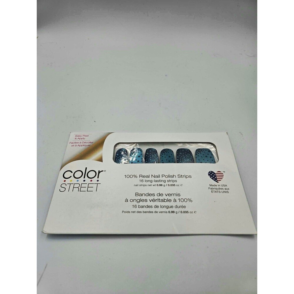 Color Street Nail Polish Strips Blue Black Star Gazer Self-Adhesive Long-Lasting